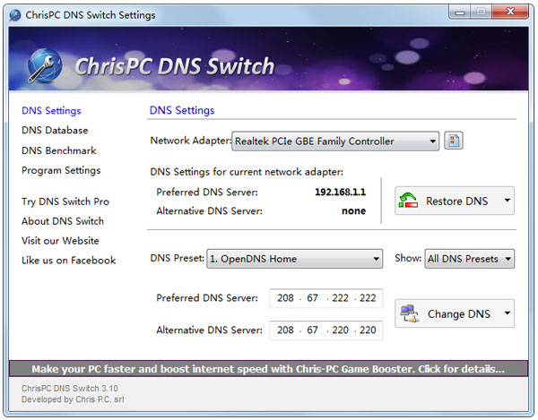 ChrisPC DNS Switch(系统辅助工具)3.10下载