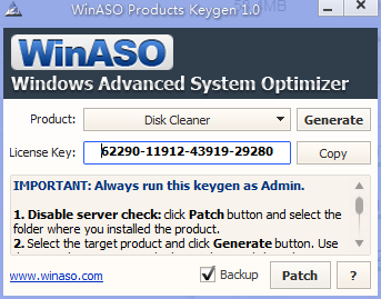 winaso registry optimizer serial number