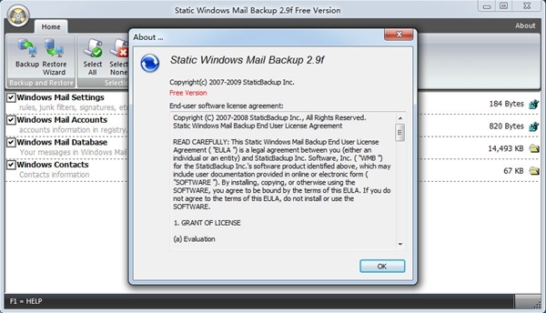 Static Windows Mail Backup