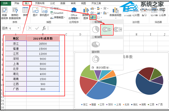 Excel软件怎么制作复合饼图操作教学