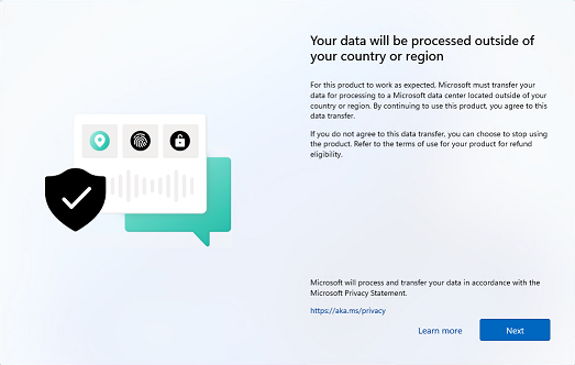 “您的数据将在您所在的国家或地区之外进行处理”的解决办法
